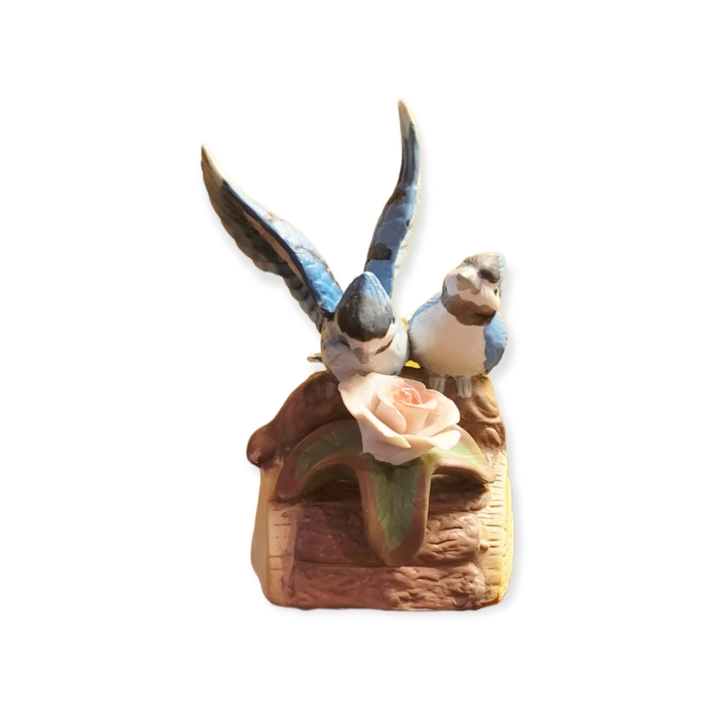 Tilso handpainted Porcelain Bisque Blue Jays